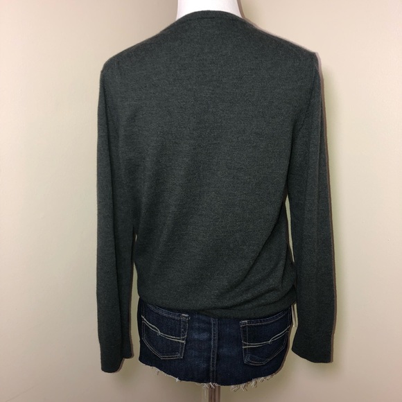 Everlane 100% Soft Wool V-Neck Sweater,Sz-XL,Color-Heathered Olive Grn/Black - Picture 2 of 11